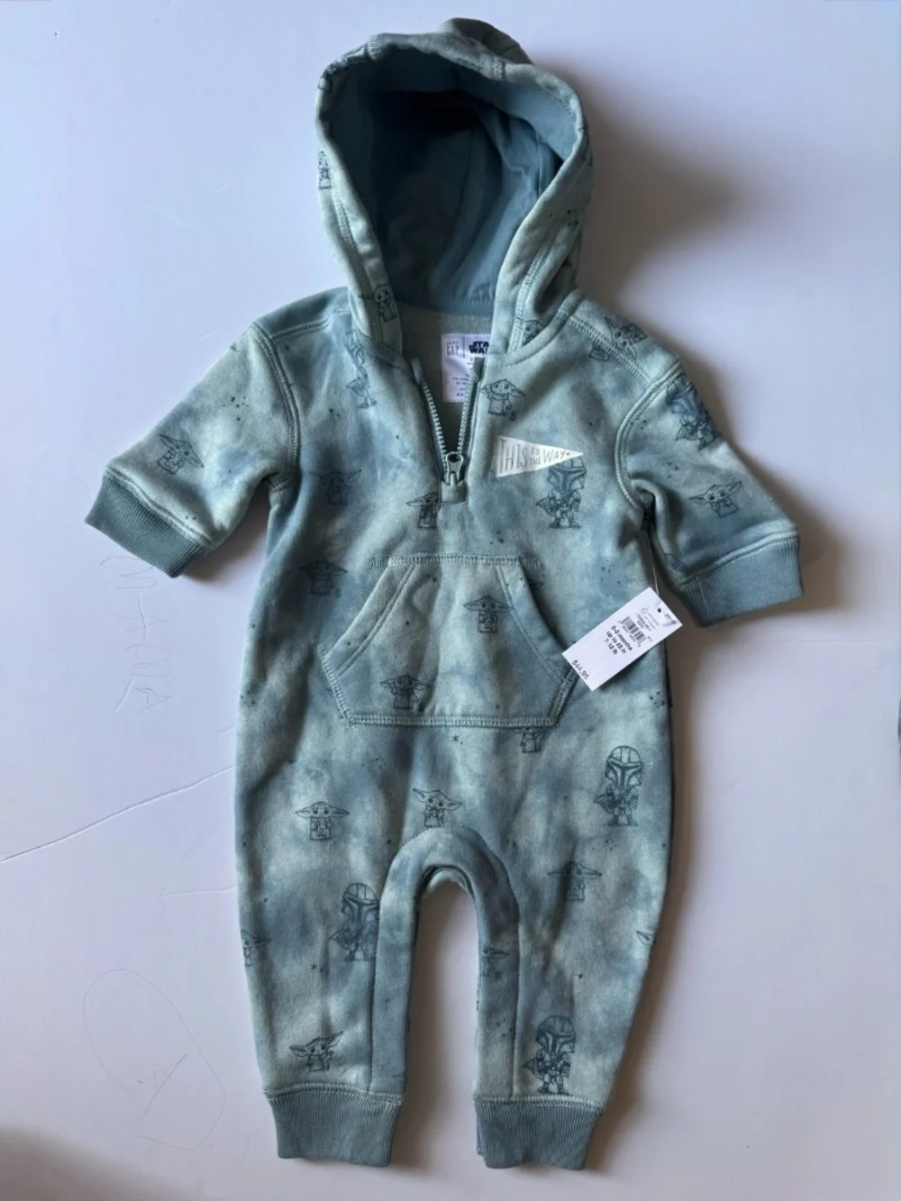 babyGap Star Wars Mandalorian Grogu “This Is The Way” Hooded Romper 0-3M NWT